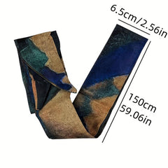 Vintage Printed Silky Scarf Hair Ribbon Long Bow Ribbon Braided Hair Rope
