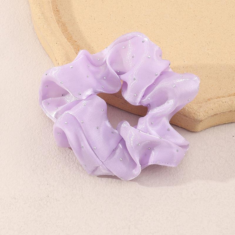 French Vintage Glitter Rhinestone Satin Hair Scrunchies For Women Girls