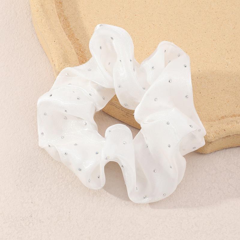 French Vintage Glitter Rhinestone Satin Hair Scrunchies For Women Girls