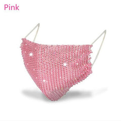 Shining Rhinestone Mesh Mask w/ Strap Nightclub Face Cover