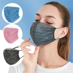 Shining Rhinestone Mesh Mask w/ Strap Nightclub Face Cover