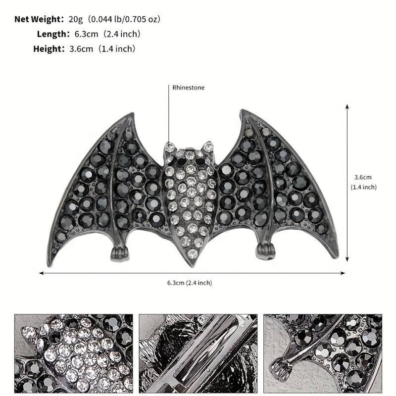 Rhinestone Bat Hair Clips French Barrette Hair Pins