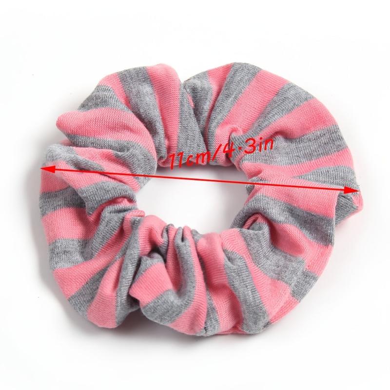 Striped Candy Hair Scrunchies For Women Girls Soft Fabric Scrunchie