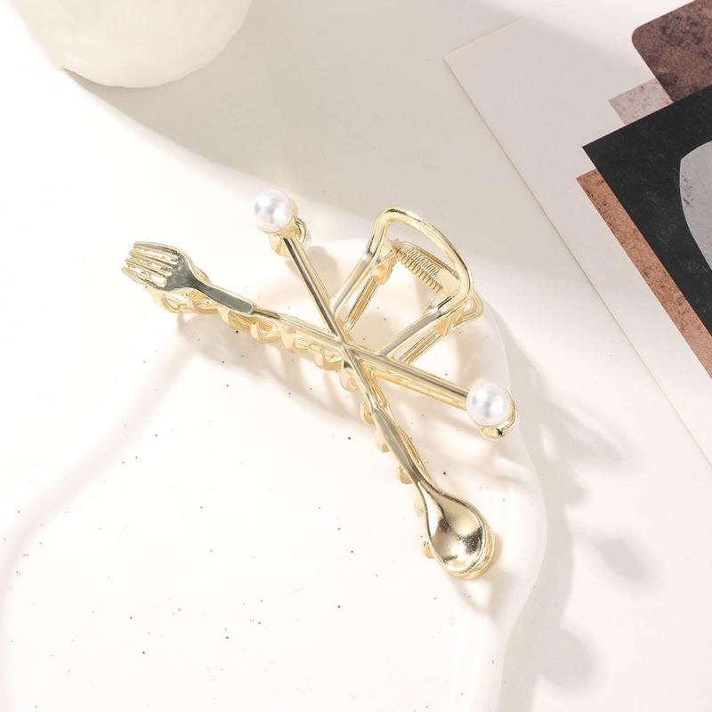 Music Note Hair Claw Faux Pearl Inlaid Hair Accessories For Women