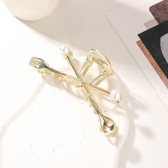 Music Note Hair Claw Faux Pearl Inlaid Hair Accessories For Women