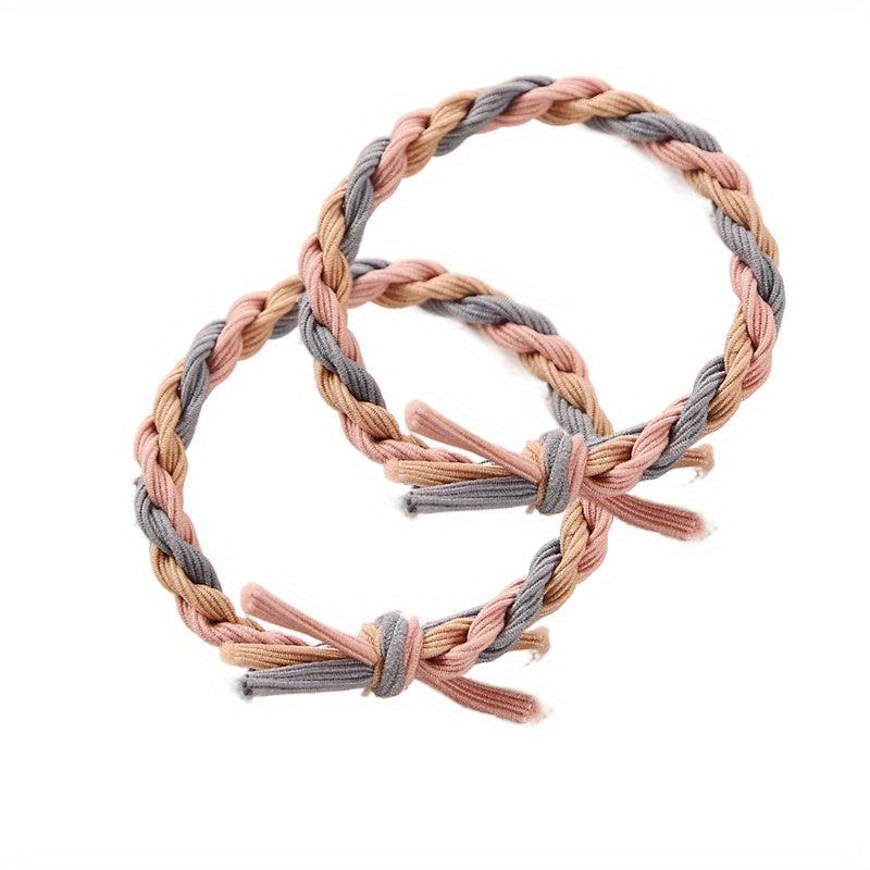 2pcs Braid Hair Rope Knotted Hair Tie Ponytail Elastic Hair Tie Hair Accessories