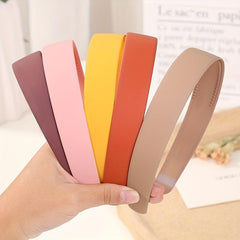 5pcs Matte Morandi Wide Headband Solid Headdress Style Hair Band