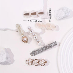 6pcs Pearl Flower Hair Clips Bobby Pin Hair Slides Non Slip Hair Decoration