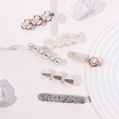 6pcs Pearl Flower Hair Clips Bobby Pin Hair Slides Non Slip Hair Decoration