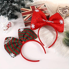 Colorful Bow Decor Headband Snowflake Hair Band Sequin Head Hoop