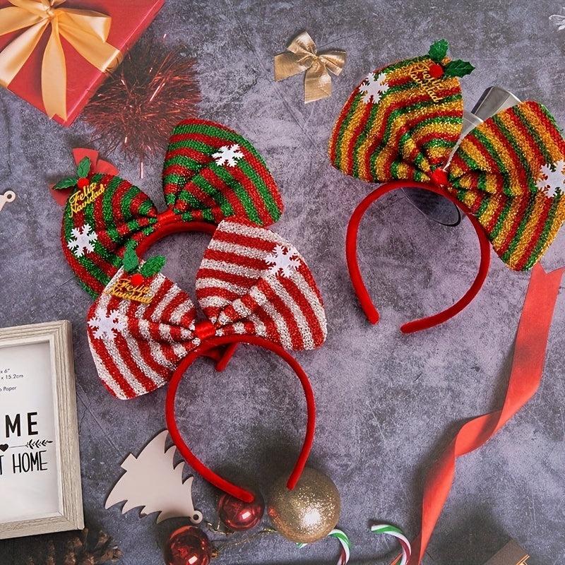 Colorful Bow Decor Headband Snowflake Hair Band Sequin Head Hoop