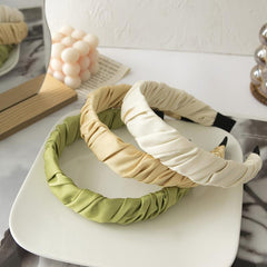 Colorful Ruched Headband Wide Hard Headbands Makeup Hair Band
