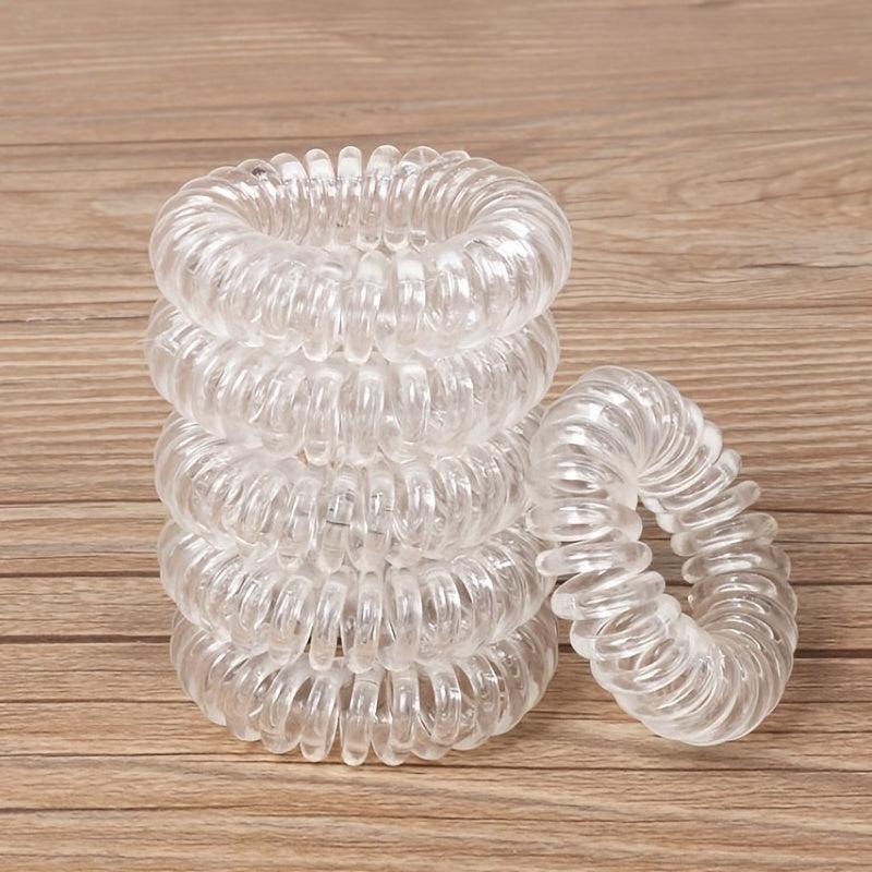 12pcs Transparent Spiral Hair Tie No Crease Coil Hair Ring Elastic Ponytail Hold
