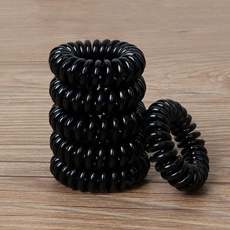 12pcs Transparent Spiral Hair Tie No Crease Coil Hair Ring Elastic Ponytail Hold
