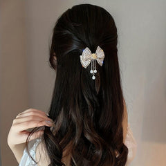 Bowknot Hair Clip with Pendant Head Jewelry for Women