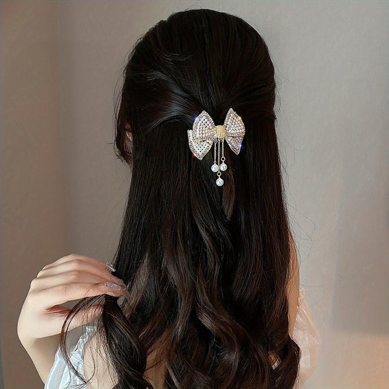 Bowknot Hair Clip with Pendant Head Jewelry for Women