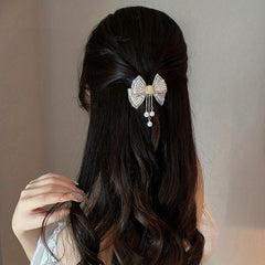 Bowknot Hair Clip with Pendant Head Jewelry for Women