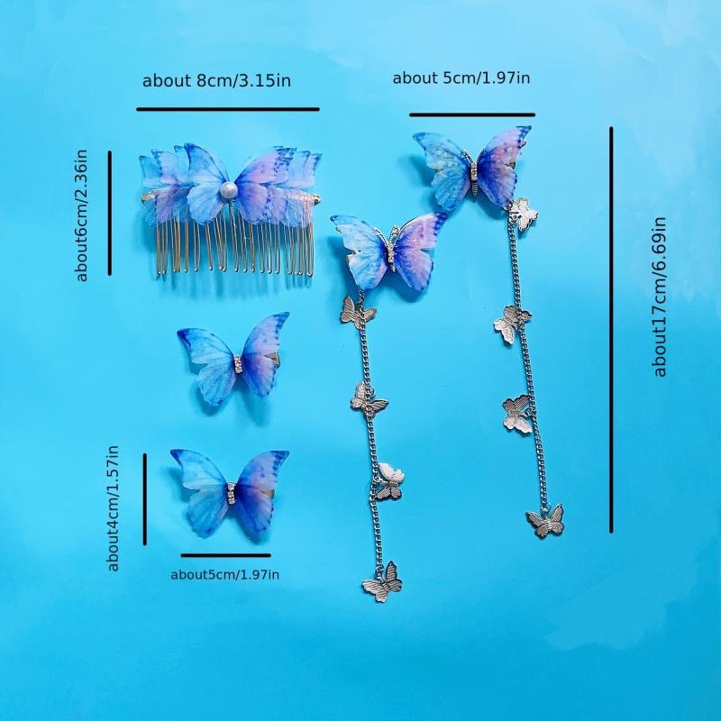 Butterfly Metal Hair Clips With Tassels Hairpin Headwear Accessories