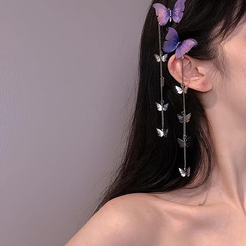 Butterfly Metal Hair Clips With Tassels Hairpin Headwear Accessories