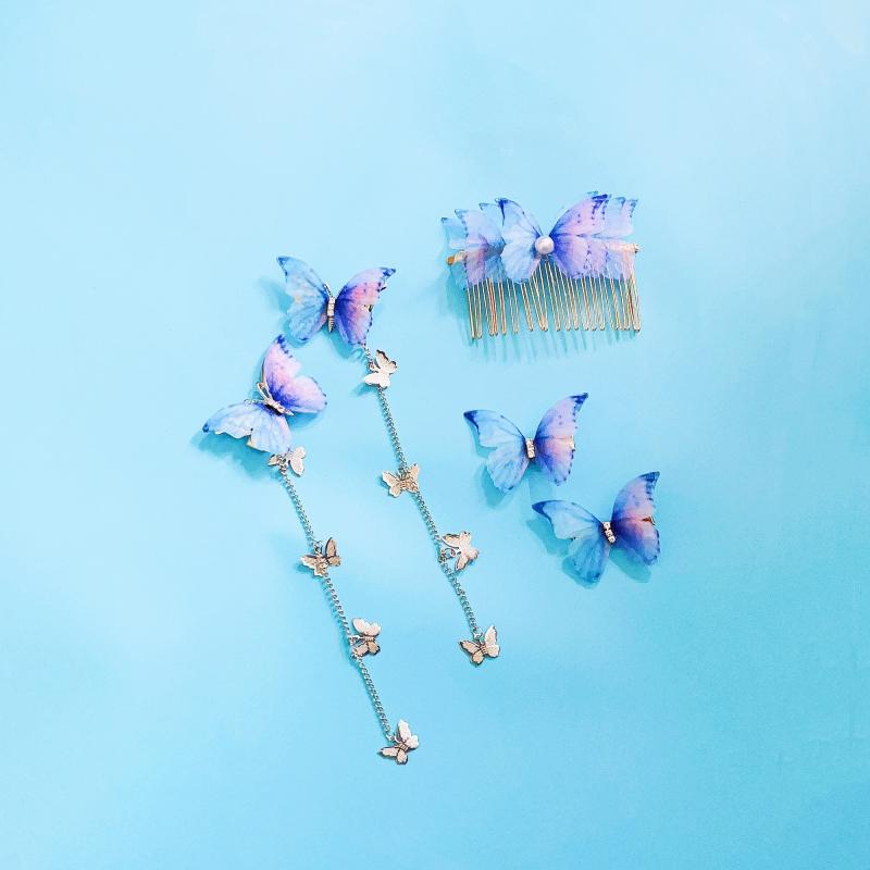 Butterfly Metal Hair Clips With Tassels Hairpin Headwear Accessories