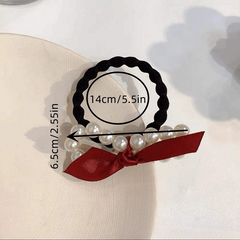 3pcs Faux Pearl Bow Hair Ties Ponytail Holder Hair Accessories