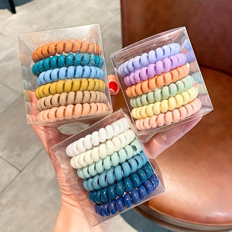 6pcs Spiral Hair Tie Elastic Hair Ropes Women Head Ropes Daily Hair Accessories