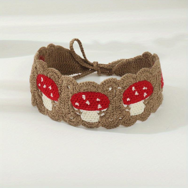 Retro Pastoral Style Knitting Headband Sweet And Mushroom Pattern Headband