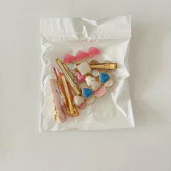 10pcs Colorful Heart Wavy Hair Clip Crystal Duck Billed Clip for Side Hair Bang