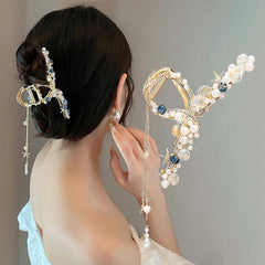 Faux Pearl Hair Claw Large Shark Claw Ponytail Holder Hair Accessories
