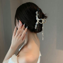 Faux Pearl Hair Claw Large Shark Claw Ponytail Holder Hair Accessories