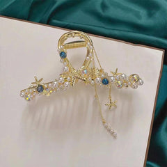 Faux Pearl Hair Claw Large Shark Claw Ponytail Holder Hair Accessories
