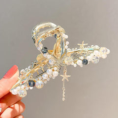Faux Pearl Hair Claw Large Shark Claw Ponytail Holder Hair Accessories