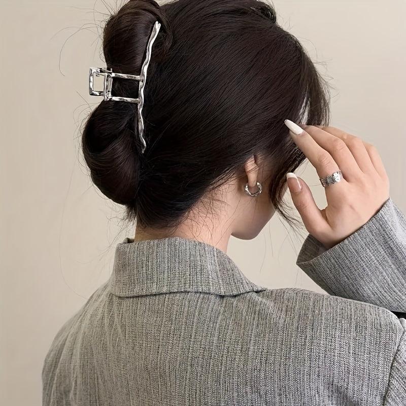 3pcs Alloy Hair Claw Wavy Hair Clip Nonslip Ponytail Holder Women Girls