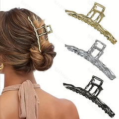 3pcs Alloy Hair Claw Wavy Hair Clip Nonslip Ponytail Holder Women Girls