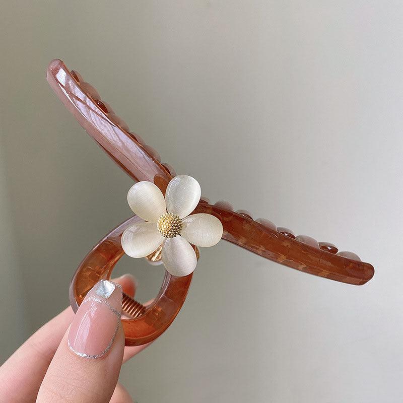 Cat Eye Stone Flower Hair Grab Clip Hair Claw Clip Hairpin