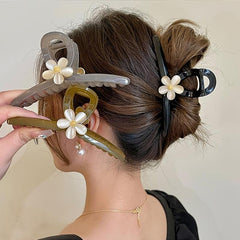 Cat Eye Stone Flower Hair Grab Clip Hair Claw Clip Hairpin
