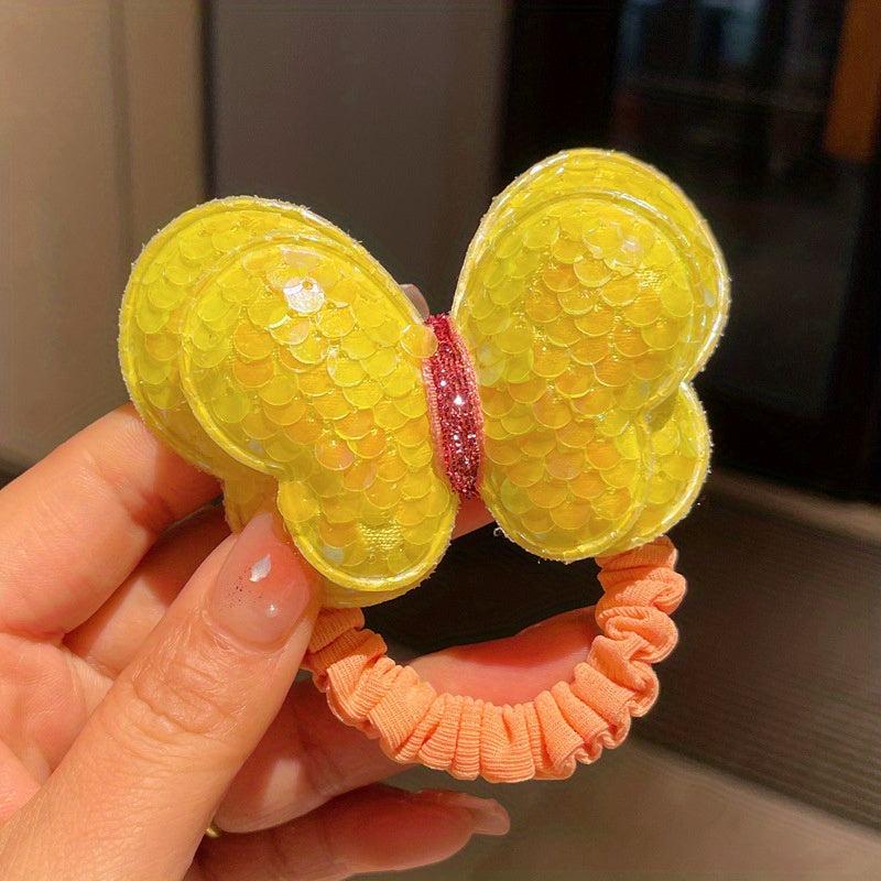Colorful Butterfly Hair Tie Sparkle Hair Rope for Girls