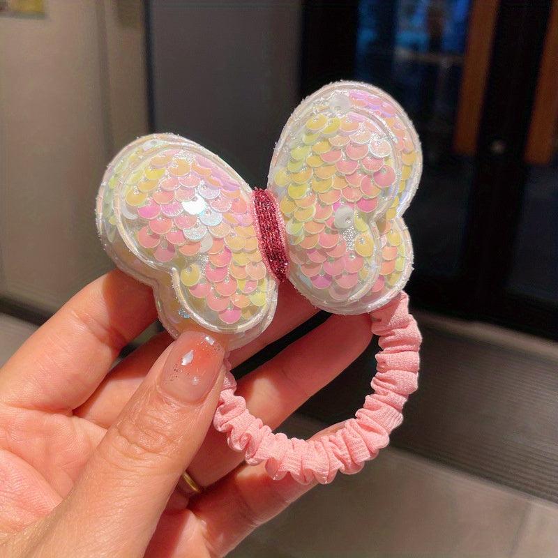 Colorful Butterfly Hair Tie Sparkle Hair Rope for Girls
