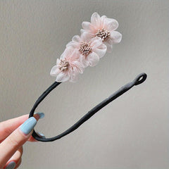Flowers Organza Twist Hair Pin Buns Hairpin For Women