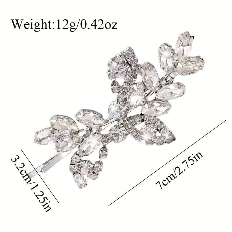 Crystal Hair Pins Rhinestone Hair Barrettes Wedding Rhinestone Leaf Hairpin