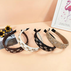 Rhinestone PU Leather Headband Wide Brim Headdress For Women