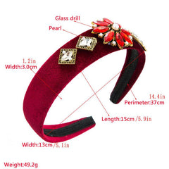 Rhinestone Flower Headband Wide Brim Head Hoop Headdress
