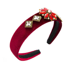 Rhinestone Flower Headband Wide Brim Head Hoop Headdress