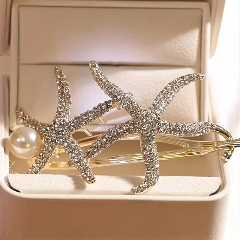 Rhinestone Starfish Hair Clip Elegant Hair Accessories for Women