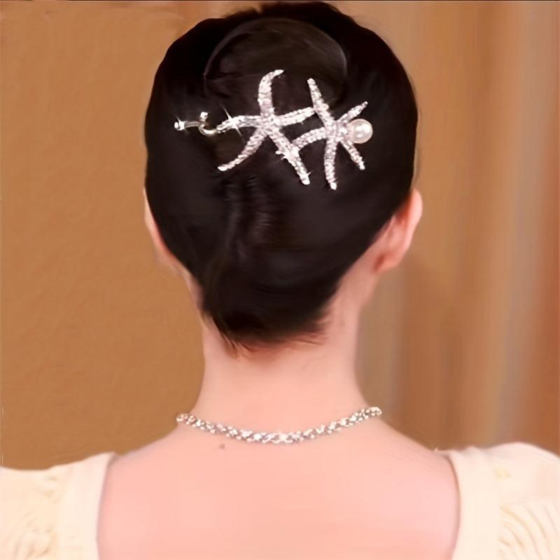 Rhinestone Starfish Hair Clip Elegant Hair Accessories for Women