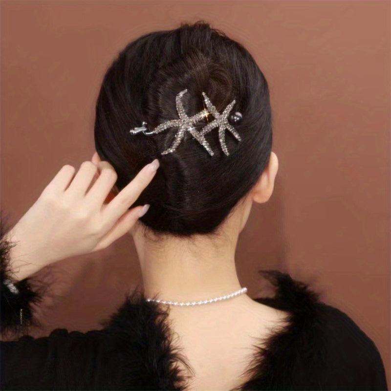 Rhinestone Starfish Hair Clip Elegant Hair Accessories for Women