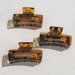 6pcs Large Rectangle Hollow Hair Claw Non slip Glossy Hair Claw Style Solid