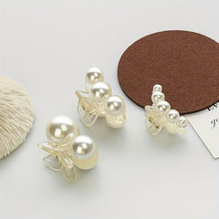 3PCS Small Faux Pearl Hair Claw Clips Hair Jaw Clips Barrettes Hair Accessories