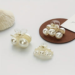 3PCS Small Faux Pearl Hair Claw Clips Hair Jaw Clips Barrettes Hair Accessories