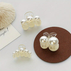 3PCS Small Faux Pearl Hair Claw Clips Hair Jaw Clips Barrettes Hair Accessories